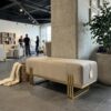 Aurora Modern Cream-Gold Bench Seat 80x35cm