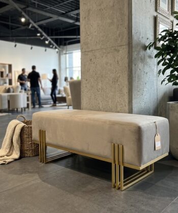 Aurora Modern Cream-Gold Bench Seat 80x35cm