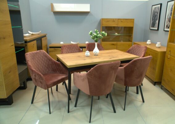 Montana Pink Velvet Armchair – Quilted Dining with Black Legs