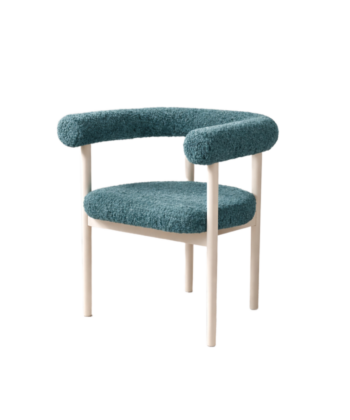 Embrace Bouclé Armchair – Wide Curved Beech Teal Lounge