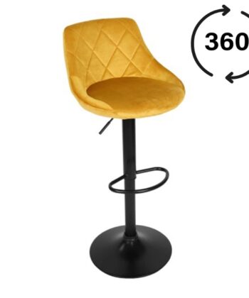 Roma Black Gold Velvet Bar Stool – Adjustable Modern Kitchen Hoker