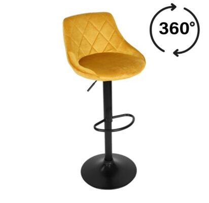 Roma Black Gold Velvet Bar Stool – Adjustable Modern Kitchen Hoker