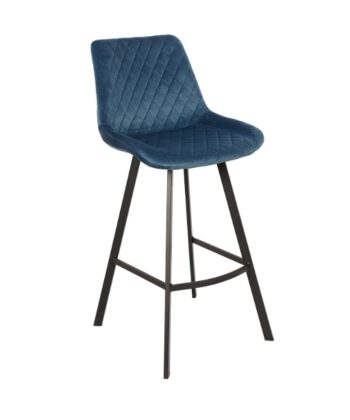 Luka Navy Velvet Bar Stool – Fixed Height Loft Kitchen Hoker