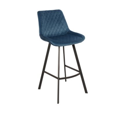 Luka Navy Velvet Bar Stool – Fixed Height Loft Kitchen Hoker
