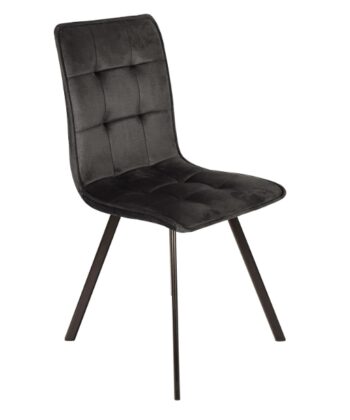 Zeno Orlando Black Velvet Dining Chair – Quilted Monolith 95