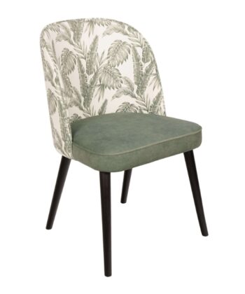 Zeno 890 Monstera Green Dining Chair Beech Wood Floral Velvet