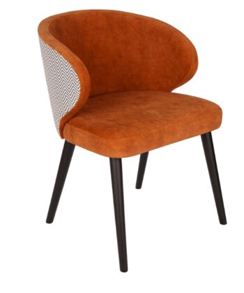 Zeno Orange Pattern Dining Chair Black Matte Beech Frame