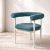 Embrace Bouclé Armchair – Wide Curved Beech Teal Lounge