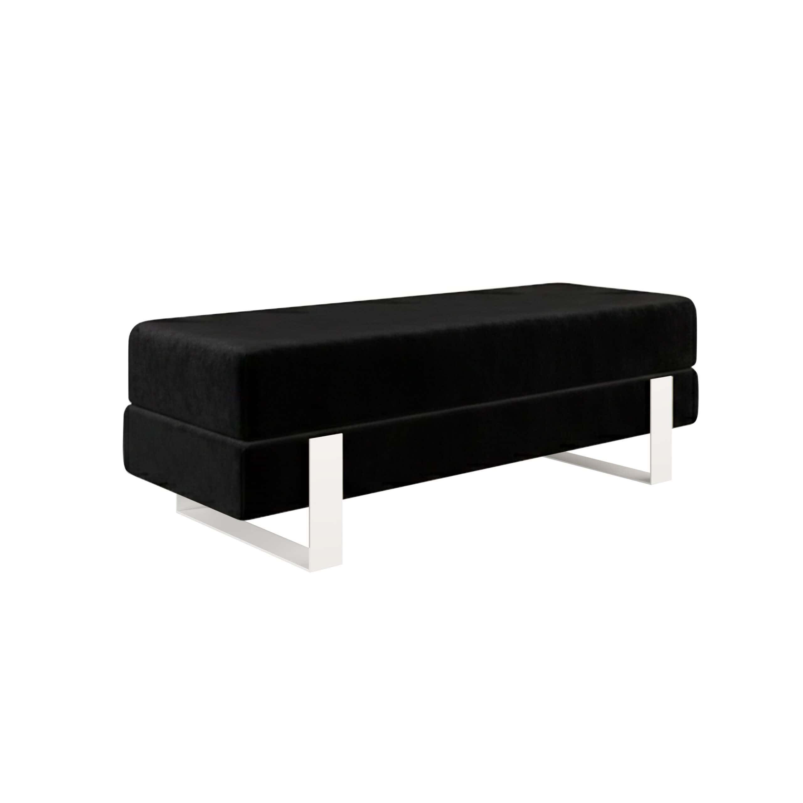 Arena Velvet Lounge Bench – Cream Fabric, Slim Metal Legs