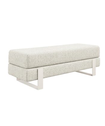 Arena Velvet Lounge Bench – Cream Fabric, Slim Metal Legs