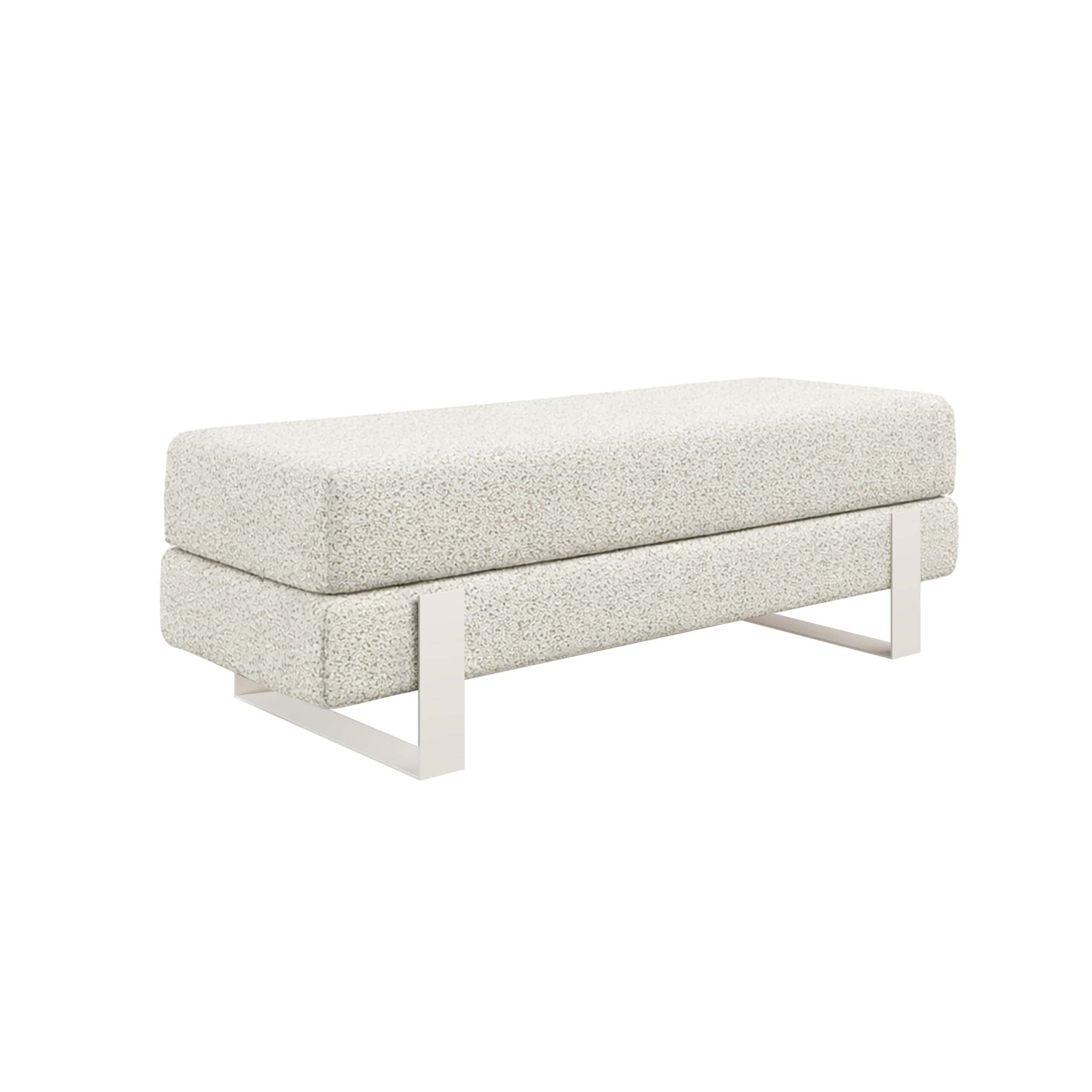 Arena Velvet Lounge Bench – Cream Fabric, Slim Metal Legs
