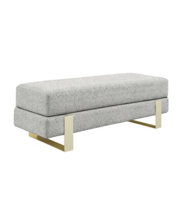 Arena Velvet Lounge Bench – Cream Fabric, Slim Metal Legs