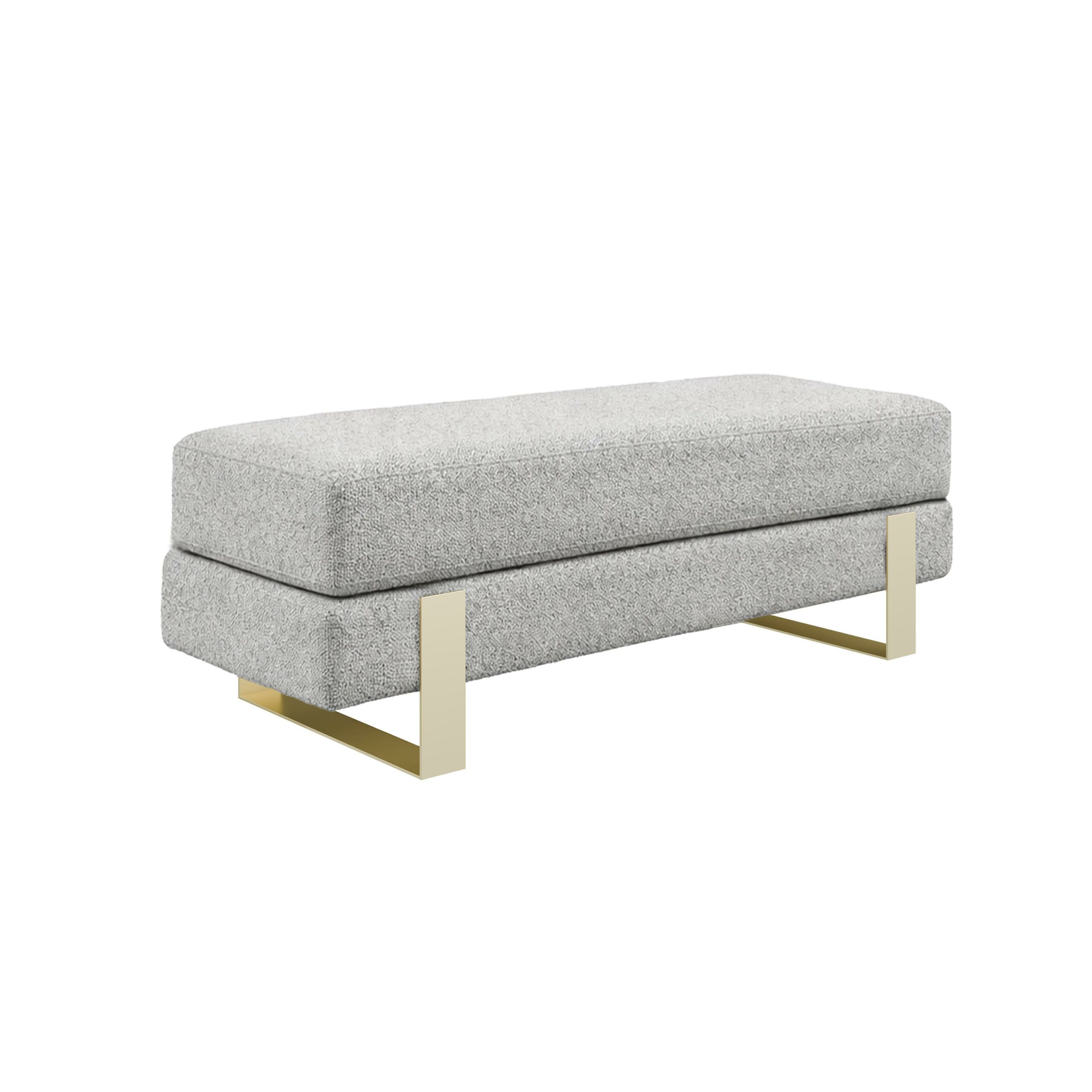 Arena Velvet Lounge Bench – Cream Fabric, Slim Metal Legs