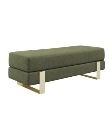 Arena Velvet Lounge Bench – Cream Fabric, Slim Metal Legs