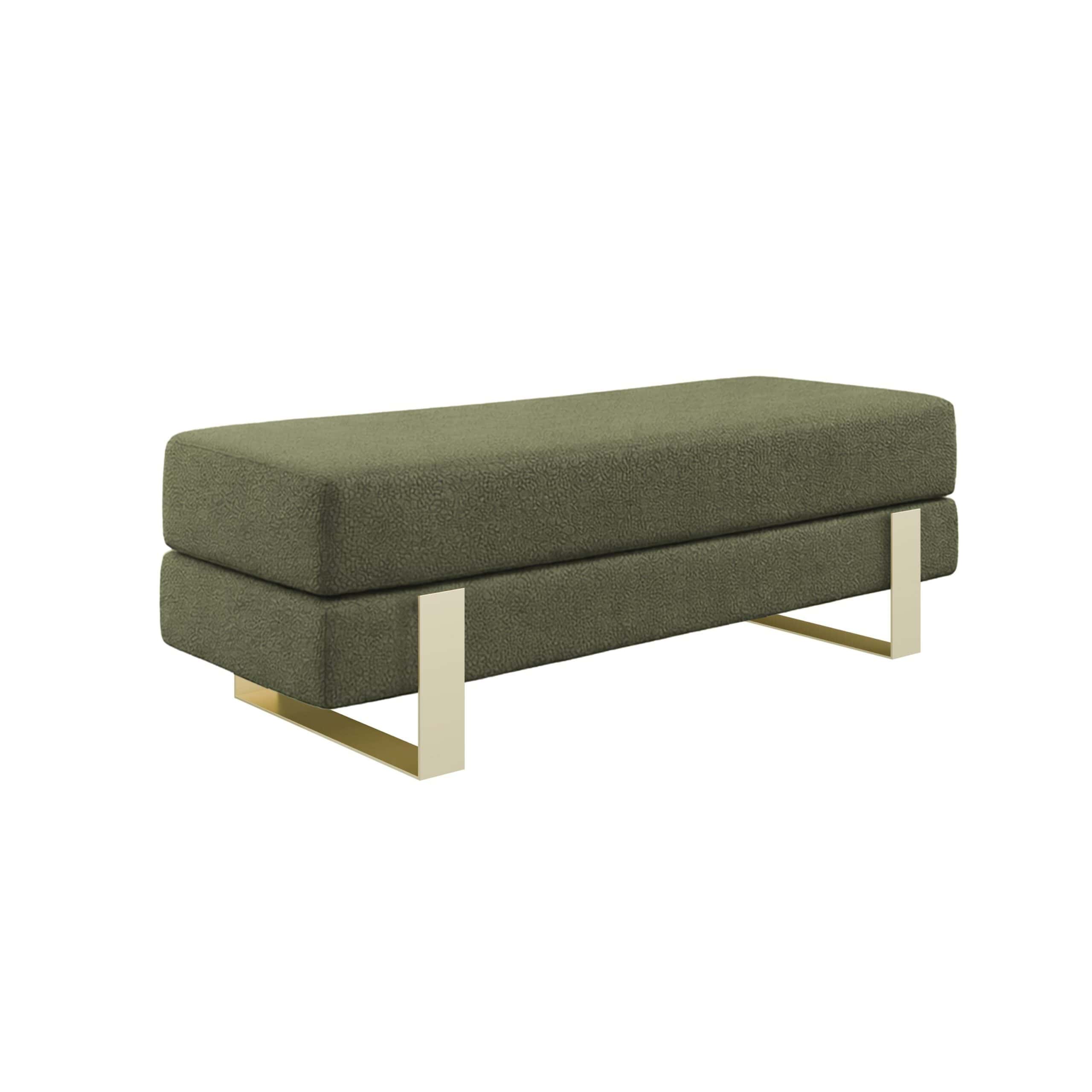 Arena Velvet Lounge Bench – Cream Fabric, Slim Metal Legs