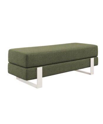 Arena Velvet Lounge Bench – Cream Fabric, Slim Metal Legs