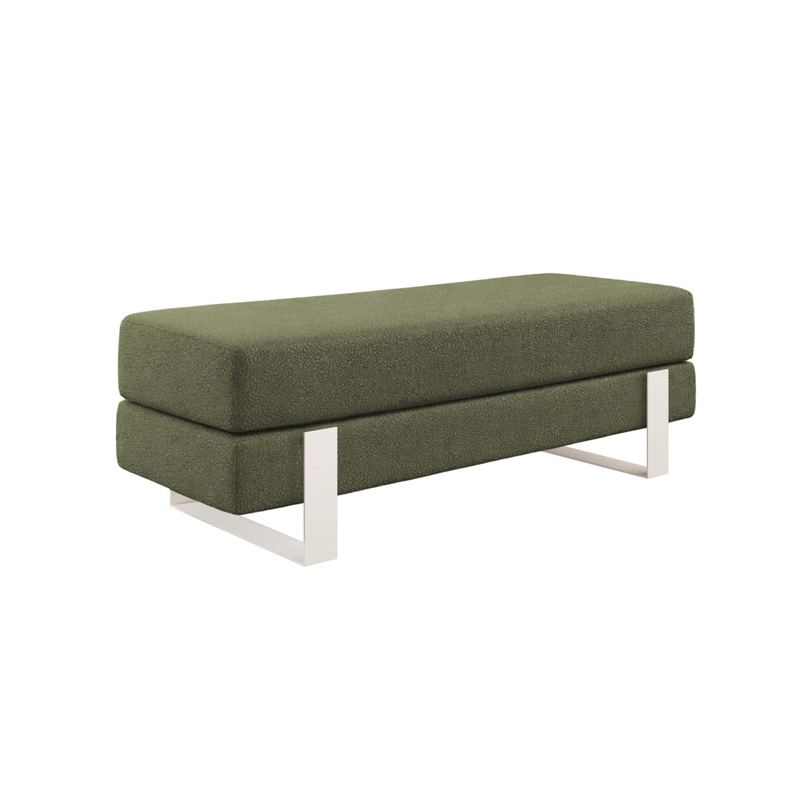 Arena Velvet Lounge Bench – Cream Fabric, Slim Metal Legs