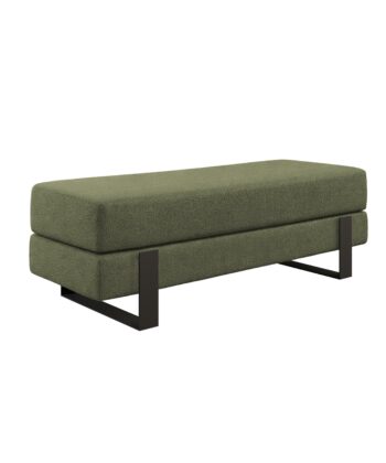 Arena Velvet Lounge Bench – Cream Fabric, Slim Metal Legs