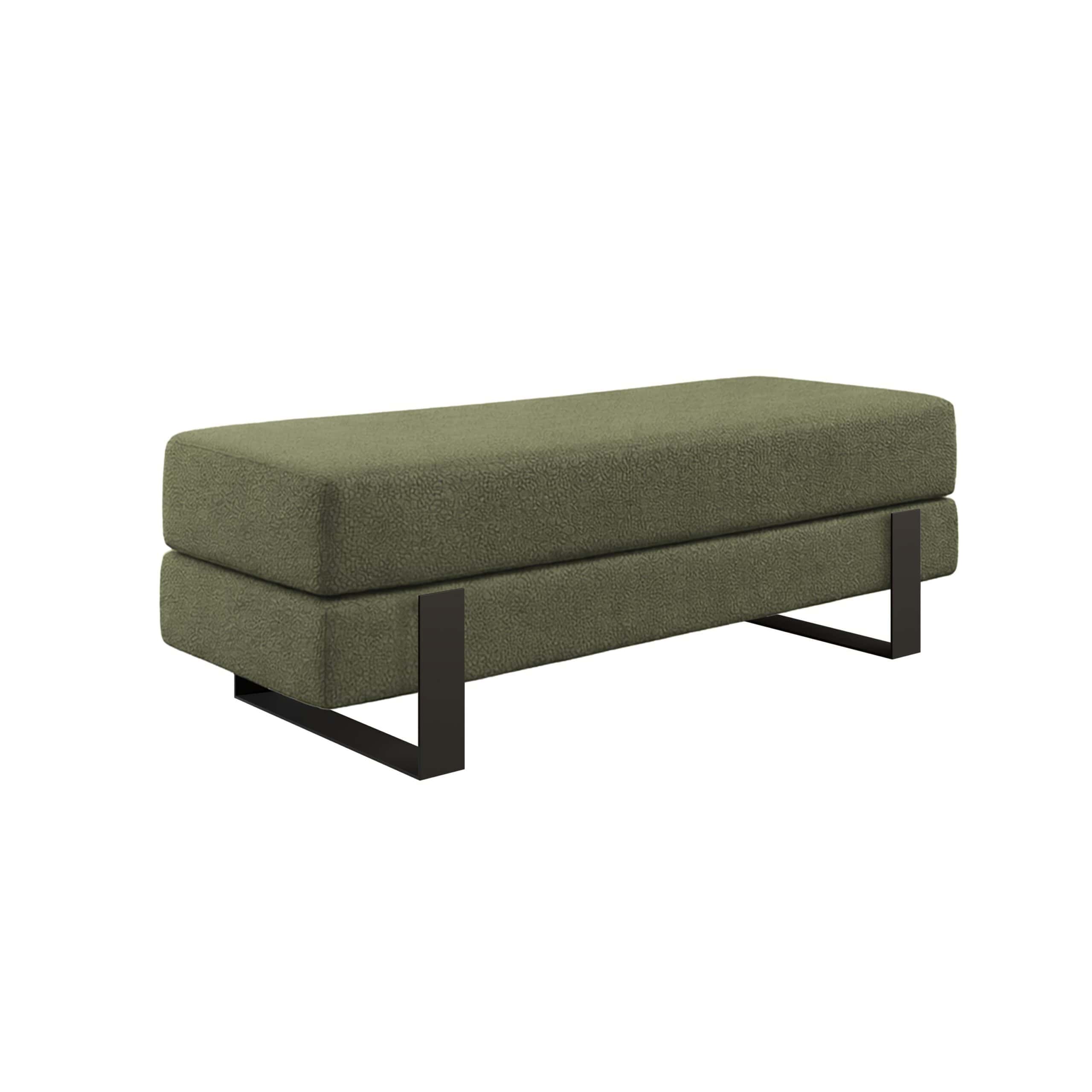 Arena Velvet Lounge Bench – Cream Fabric, Slim Metal Legs
