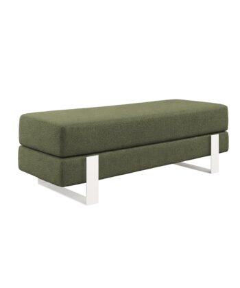 Arena Velvet Lounge Bench – Cream Fabric, Slim Metal Legs