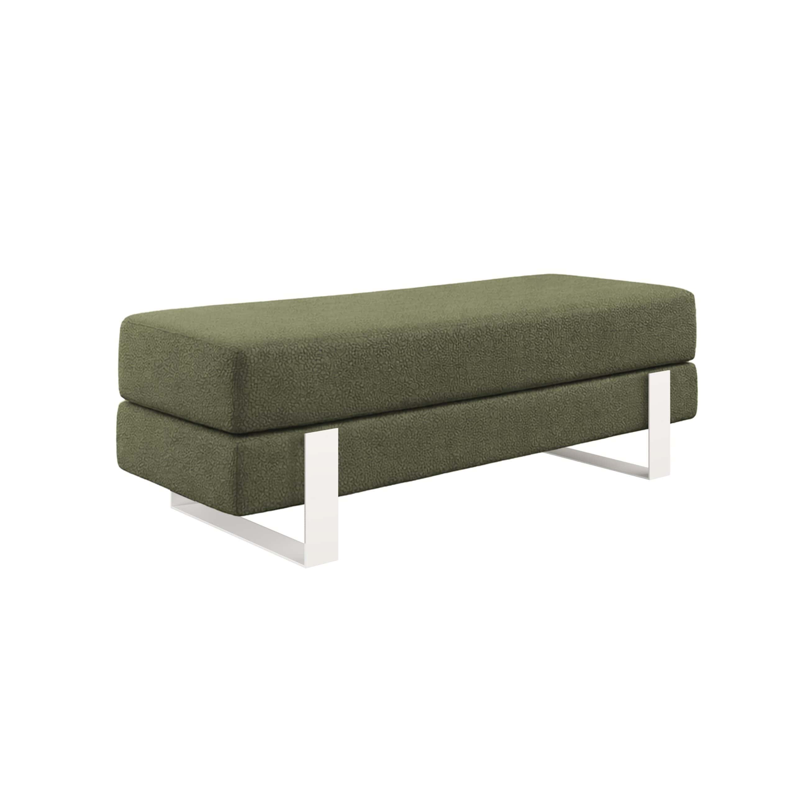 Arena Velvet Lounge Bench – Cream Fabric, Slim Metal Legs