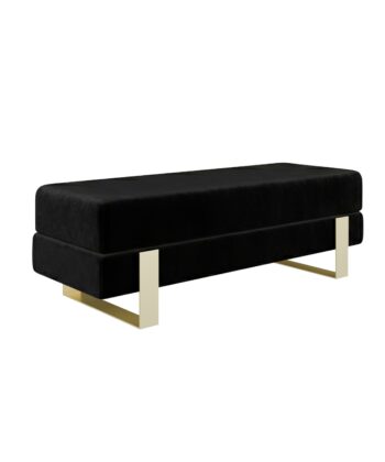 Arena Velvet Lounge Bench – Cream Fabric, Slim Metal Legs