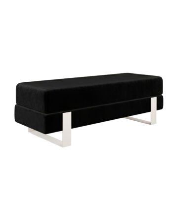 Arena Velvet Lounge Bench – Cream Fabric, Slim Metal Legs