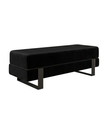 Arena Velvet Lounge Bench – Cream Fabric, Slim Metal Legs