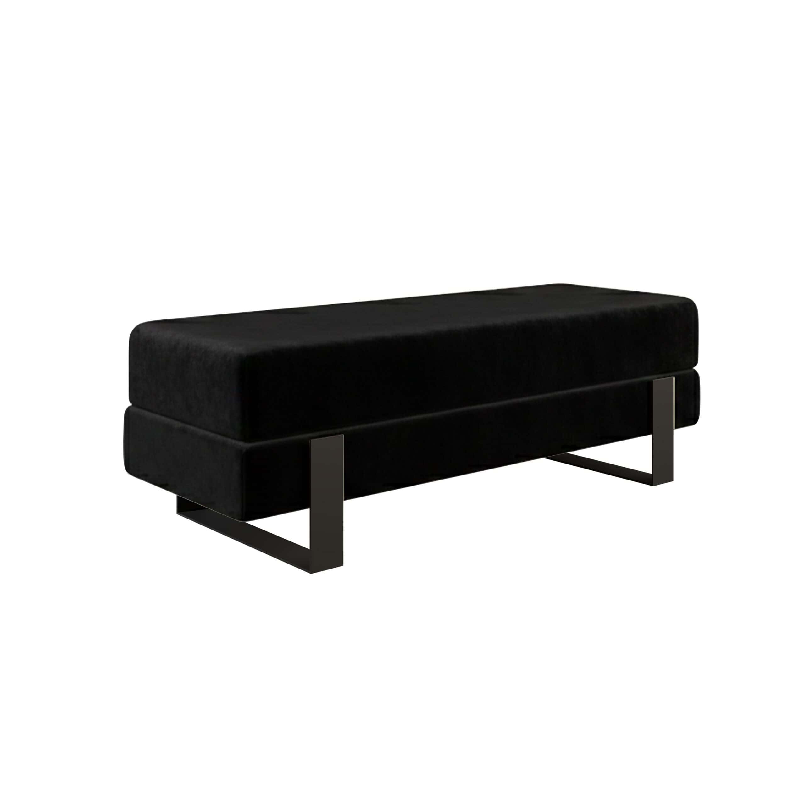 Arena Velvet Lounge Bench – Cream Fabric, Slim Metal Legs