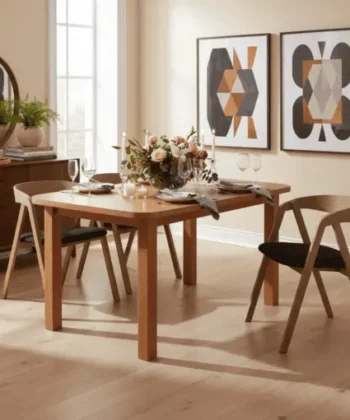 Aria Rounded Extendable Laminate Table 150×80–190cm – High-Density Laminate with Solid Beech Wood Legs