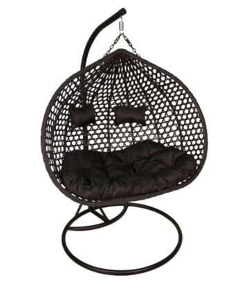 Aruba Double Hanging Chair – Black Rattan Garden