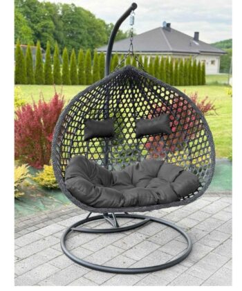 Aruba Double Hanging Chair – Black Rattan Garden