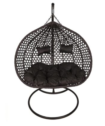 Aruba Double Hanging Chair – Black Rattan Garden