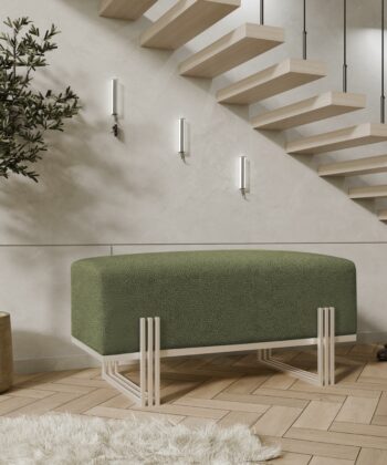 Aurora Modern Cream-Gold Bench Seat 80x35cm