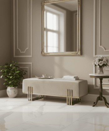 Aurora Modern Cream-Gold Bench Seat 80x35cm