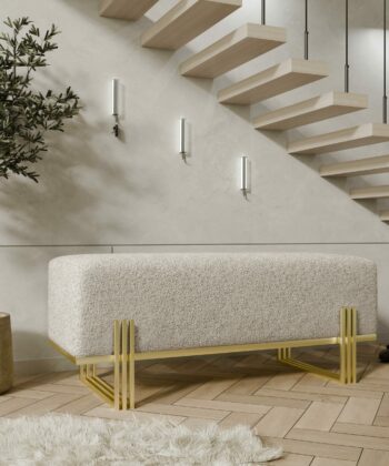 Aurora Modern Cream-Gold Bench Seat 80x35cm