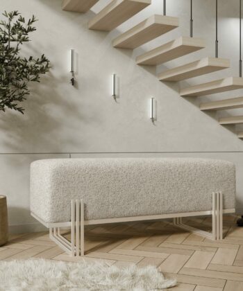 Aurora Modern Cream-Gold Bench Seat 80x35cm