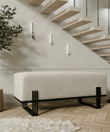 Aurora Modern Cream-Gold Bench Seat 80x35cm