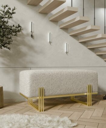 Aurora Modern Cream-Gold Bench Seat 80x35cm