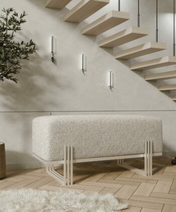 Aurora Modern Cream-Gold Bench Seat 80x35cm