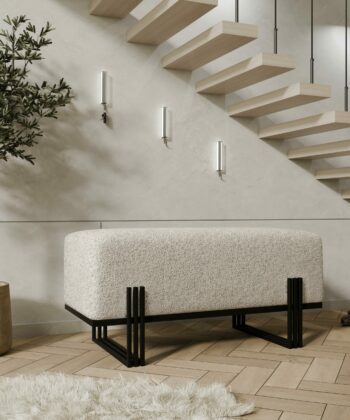 Aurora Modern Cream-Gold Bench Seat 80x35cm