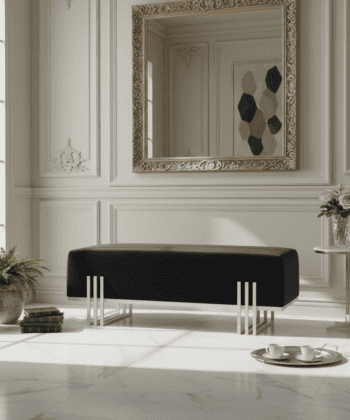 Aurora Modern Cream-Gold Bench Seat 80x35cm