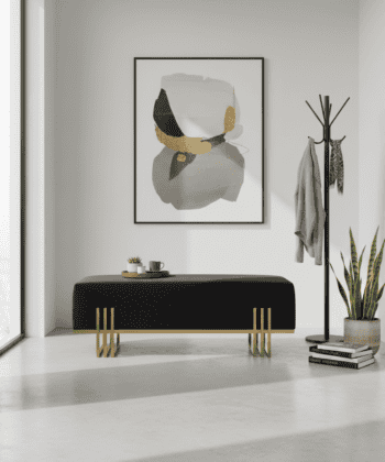 Aurora Modern Cream-Gold Bench Seat 80x35cm