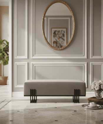 Aurora Modern Cream-Gold Bench Seat 80x35cm