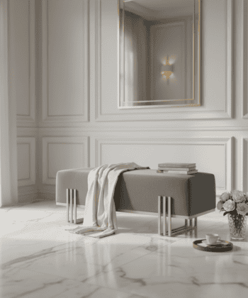 Aurora Modern Cream-Gold Bench Seat 80x35cm