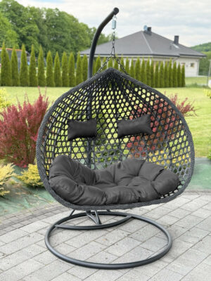 Aruba Double Hanging Chair – Black Rattan Garden
