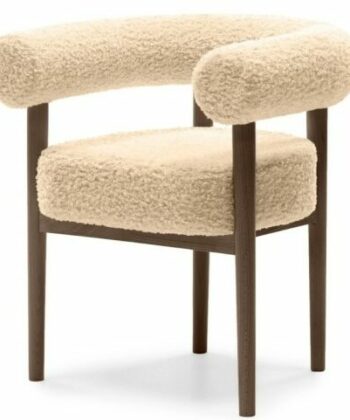 Puffy Boucl&eacute; Dining Chair &ndash; Wide Beech Frame in Okapi Walnut