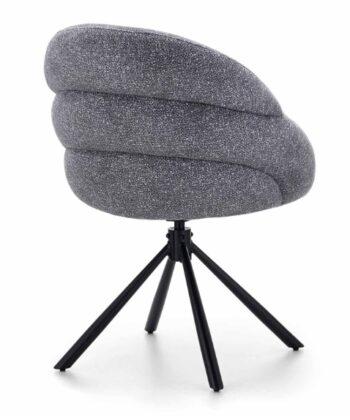 Lilia Grey Chenille Swivel Chair – Black Metal Base, Auto-Return