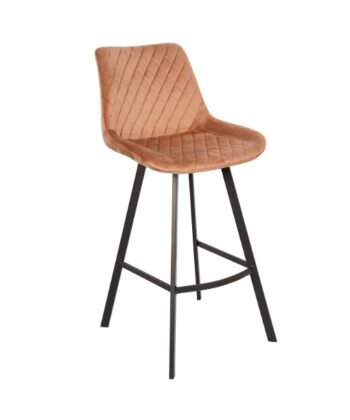 Luka Navy Velvet Bar Stool – Fixed Height Loft Kitchen Hoker