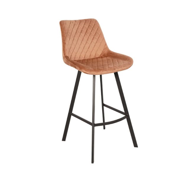 Luka Navy Velvet Bar Stool – Fixed Height Loft Kitchen Hoker
